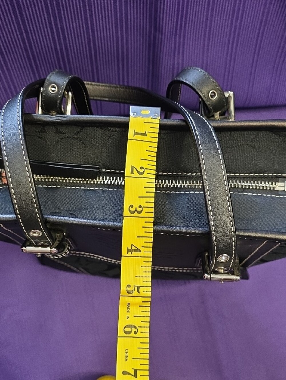 Coach Black Signature Canvas and Leather Tote - Picture 11 of 15